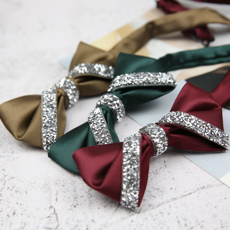 Men's Glittering Rhinestone Wedding Bow Tie