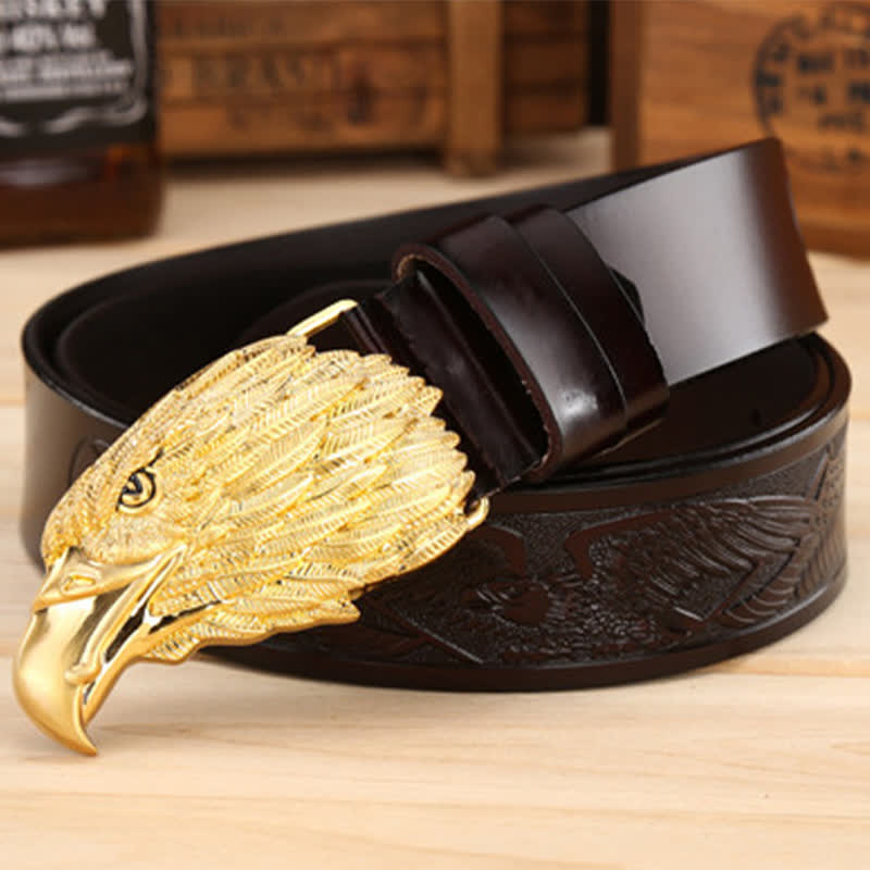 Men's Sharp Eyes 3D Vulture Head Eagle Buckle Leather Belt