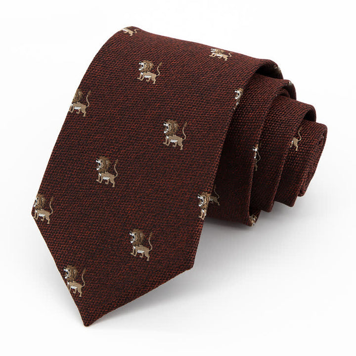 Men's Cartoon Animal Hunter Lion Necktie