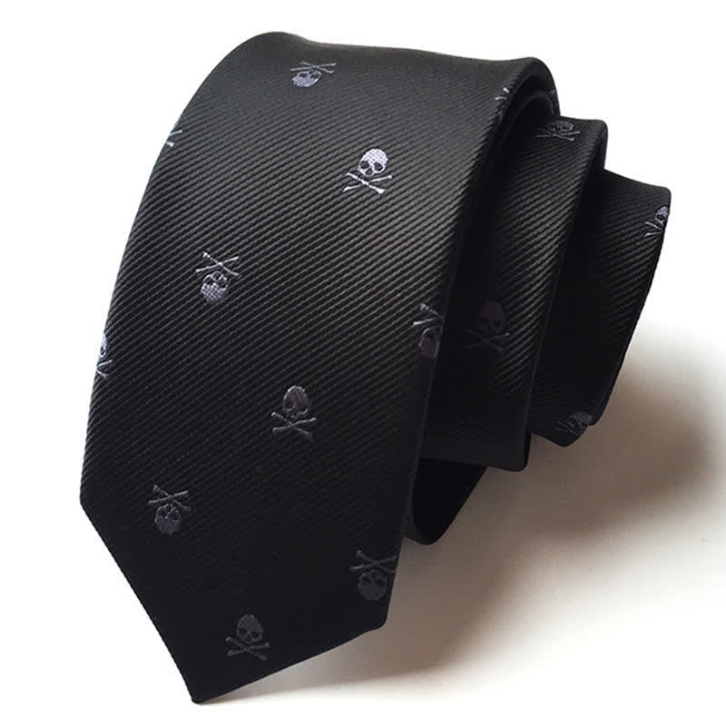 Men's Halloween Skeleton Cross Bones Necktie - Black & Gray - image 3
