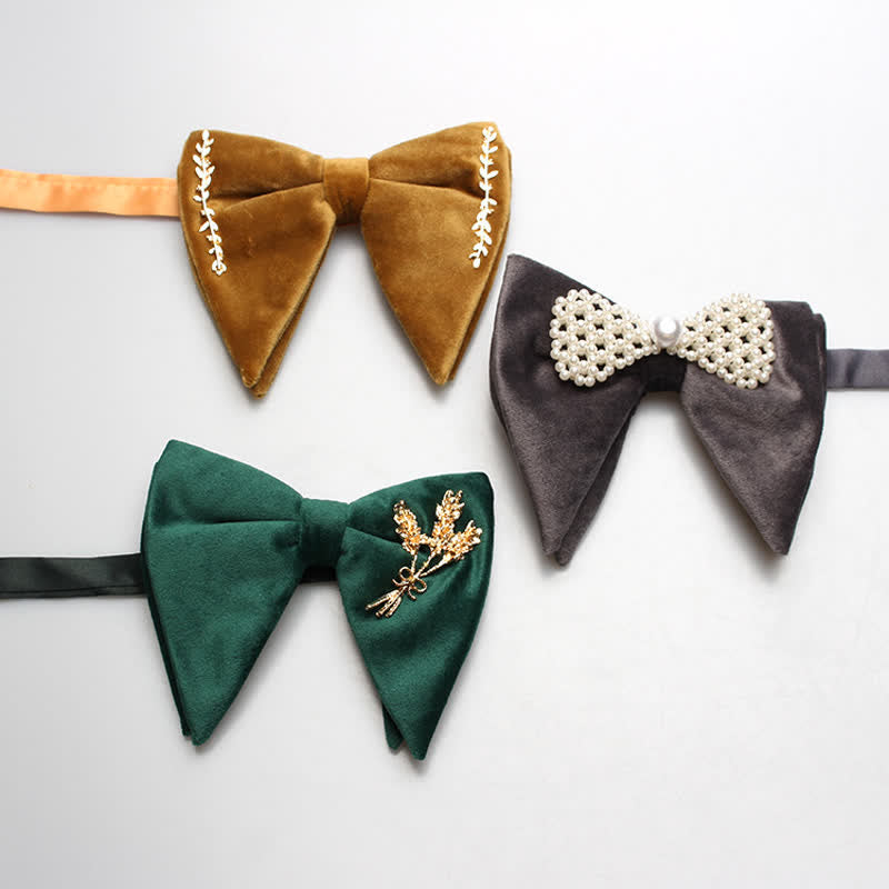 Men's Charming Velvet Oversized Pointed Bow Tie