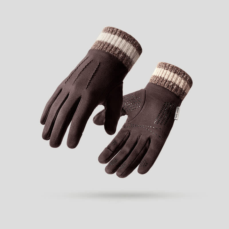 Unisex Suede Fleece Non-slip Flip Split Finger Gloves