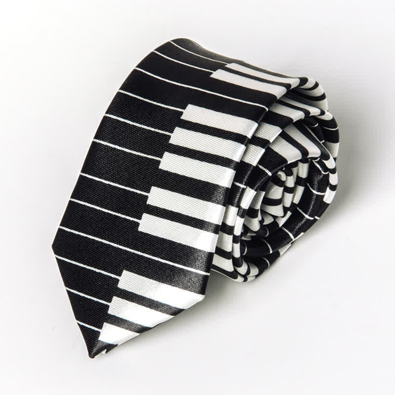 Men's Personality Piano Music Note Necktie - Black Piano - image 18