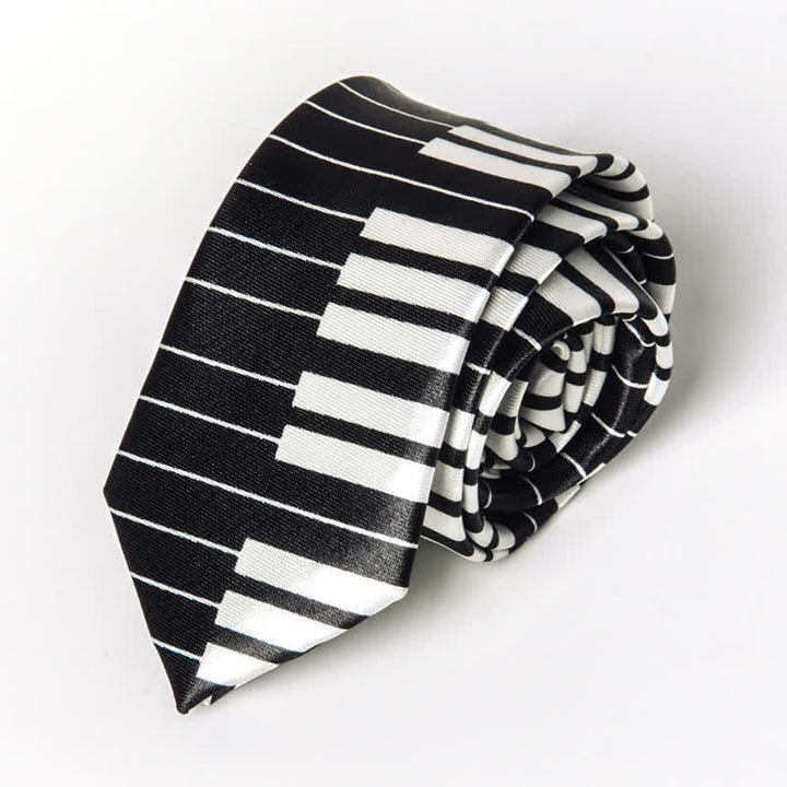 Men's Personality Piano Music Note Necktie - Black Piano - image 18