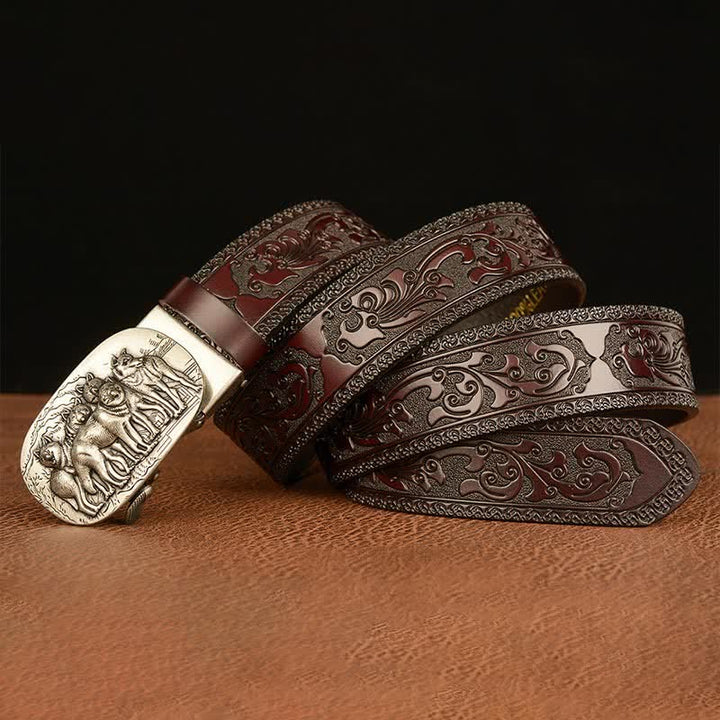 Men's Retro Pack Of Wolves Leather Belt