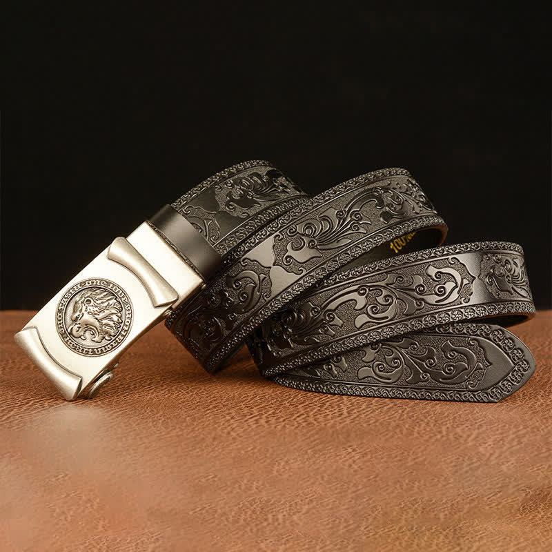 Men's Punk Lion Head Leather Belt