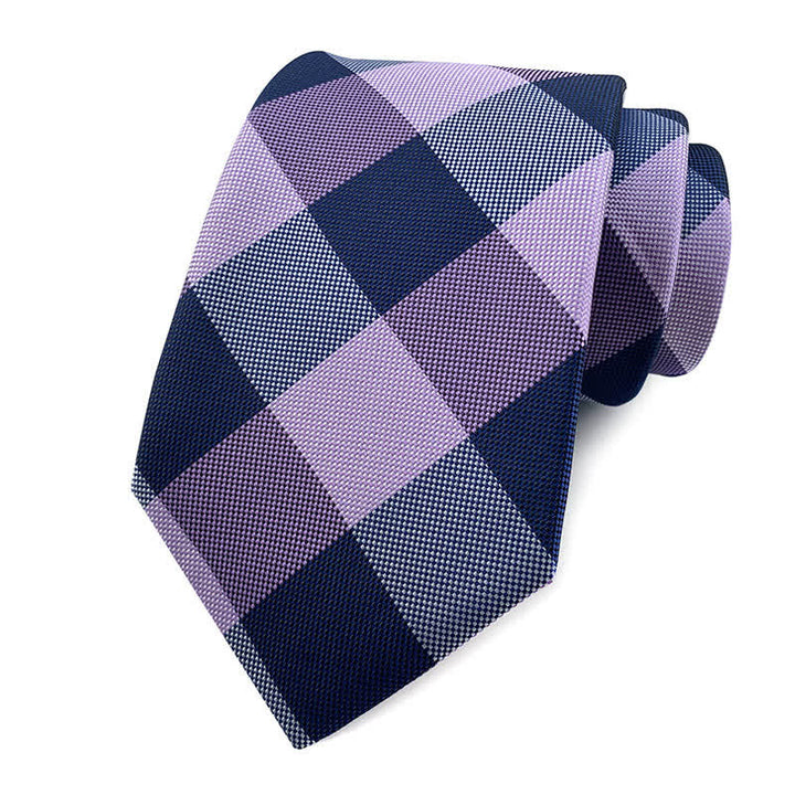 Men's Skinny Tuxedo Suit Plaid Necktie - Violet - image 14
