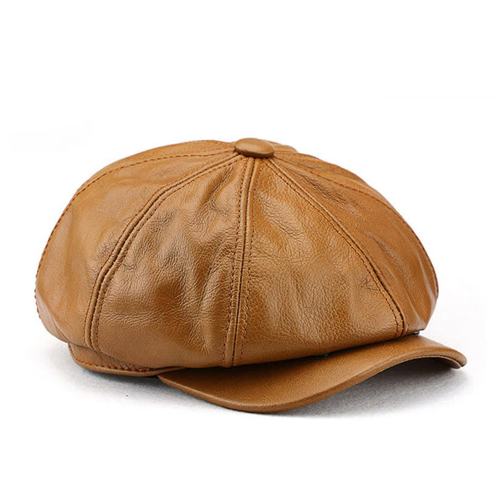 Painter Cowhide Leather Gatsby 8 Panel Beret Cap