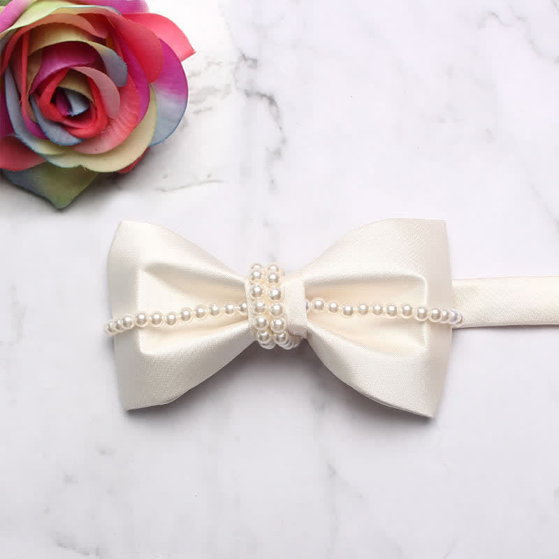 Men's Pearl Decor Chain Bow Tie