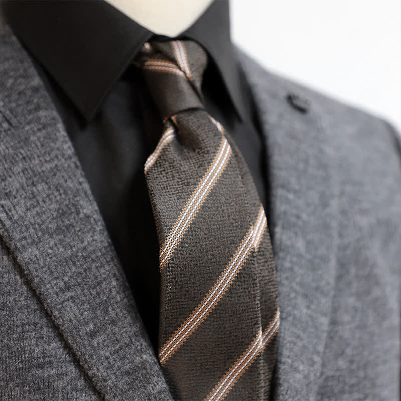 Men's Classic Pin-Striped Formal Necktie - Brown - image 4