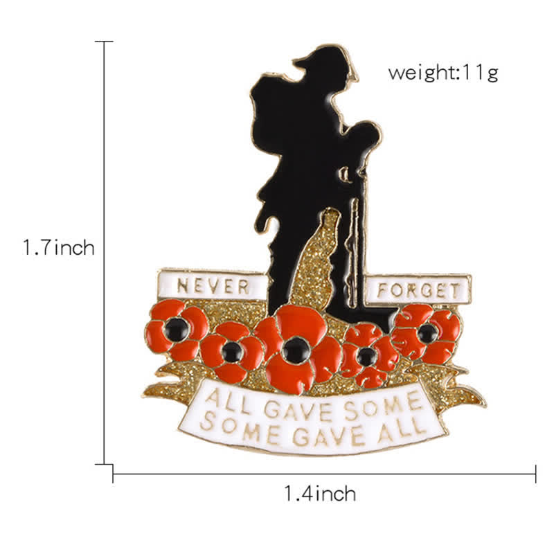 Unisex Memorial British Soldier Poppy Brooch