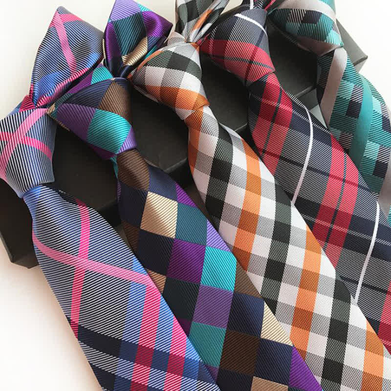 Men's Multi-colored Checked Formal Necktie - image 0