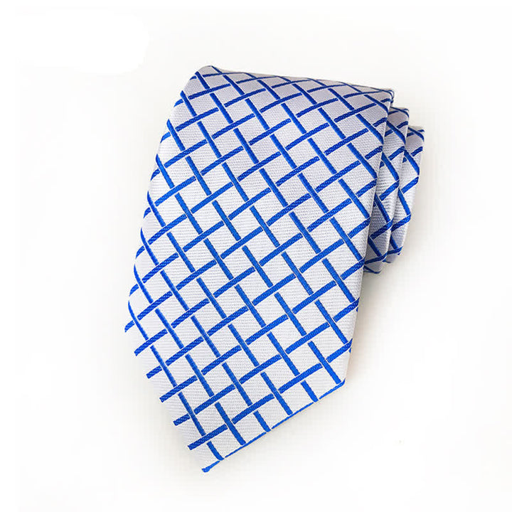 Men's Bright Woven Checked Necktie - Light Blue - image 3