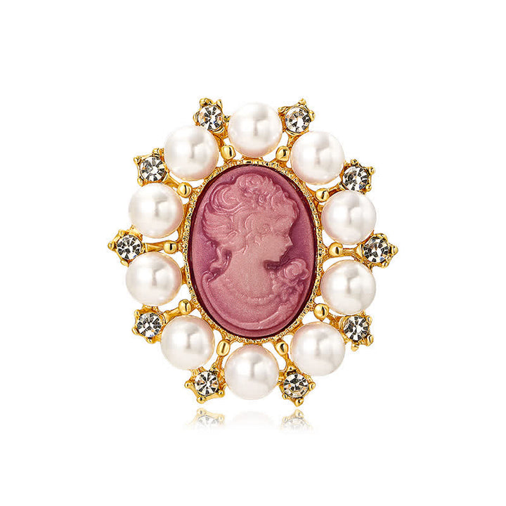 Women's Palace Relief Beauty Pearl Brooch