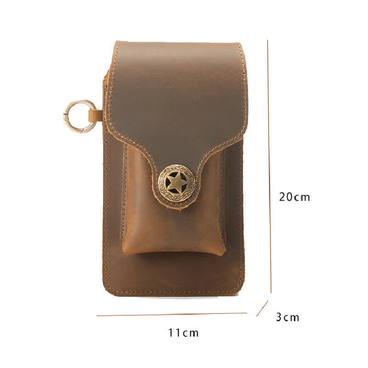 Leather Outdoor Magnetic Star Buckle Phone Belt Bag