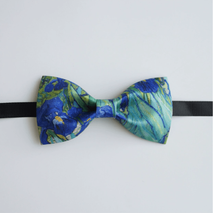 Men's Creative Oil Printing Green Iris Bow Tie