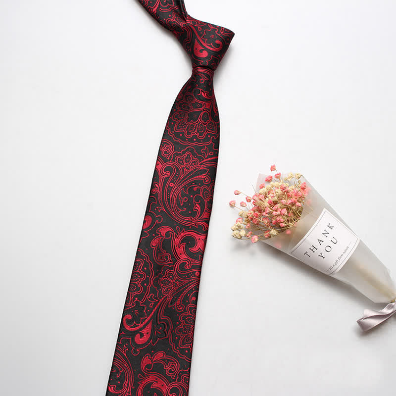 Men's Luxury Casual Bold Paisley Necktie - Red & Black - image 2