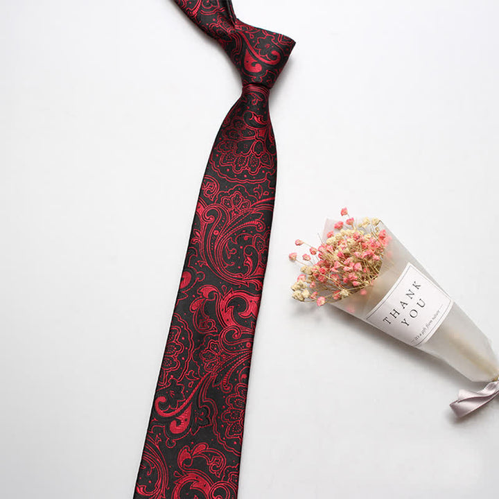 Men's Luxury Casual Bold Paisley Necktie - Red & Black - image 2