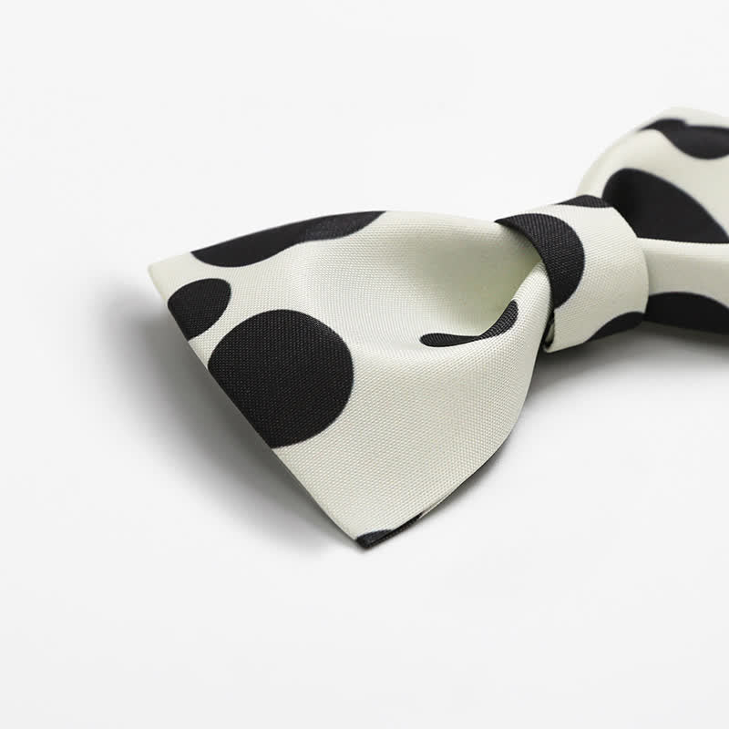 Men's Dairy Cattle Ivory & Black Polka Dot Bow Tie