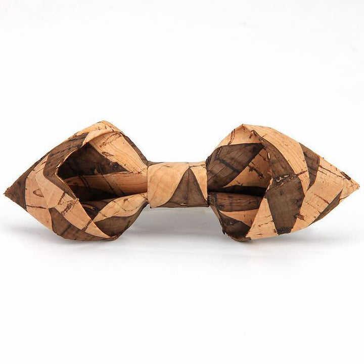 Men's Creative Pointed Cork Wooden Bow Tie