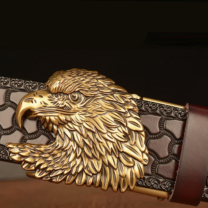 Men's Three-dimensional Eagle Head Leather Belt