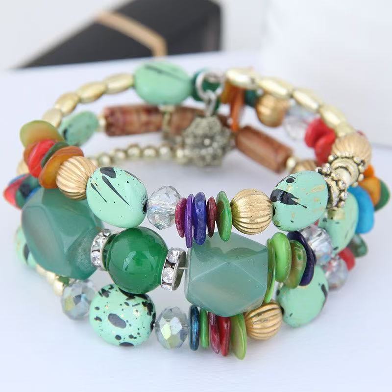 Vintage Bohemian Multi-layer Turquoise Agate Crystal Beaded Bracelet - Multicolor&green - image 13
