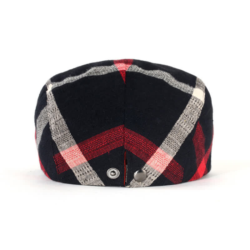 Striped Plaid Thin Adjustable Beret Cap