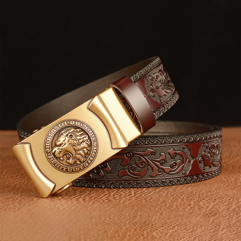 Men's Punk Lion Head Leather Belt