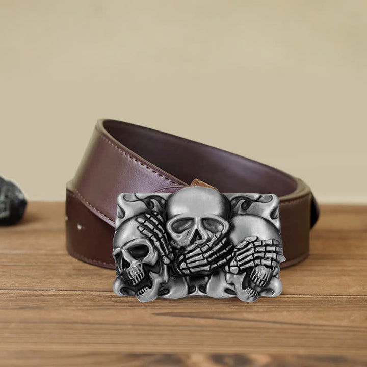 Men's DIY Horrible Laugh Skull Buckle Leather Belt