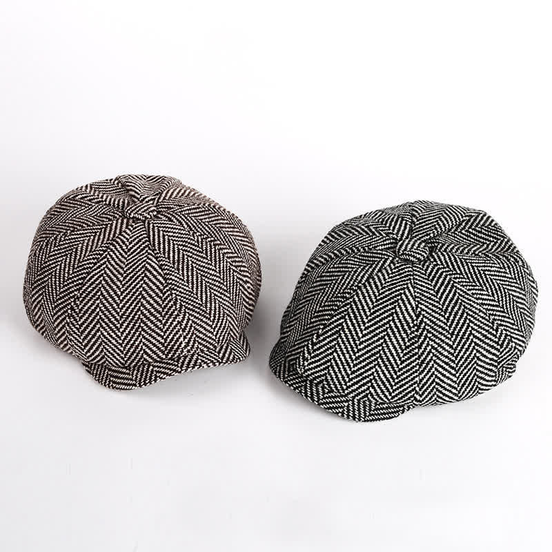 Herringbone Octagonal Cap Flat Cap Beret