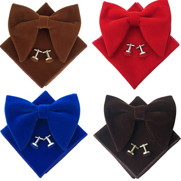 3Pcs Men's Velvet Oversized Pointed Bow Tie Set - image 2