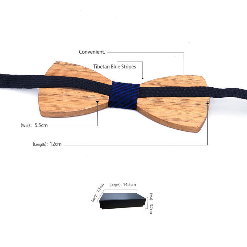 2Pcs Men's Proverbs Wooden Bow Tie Set