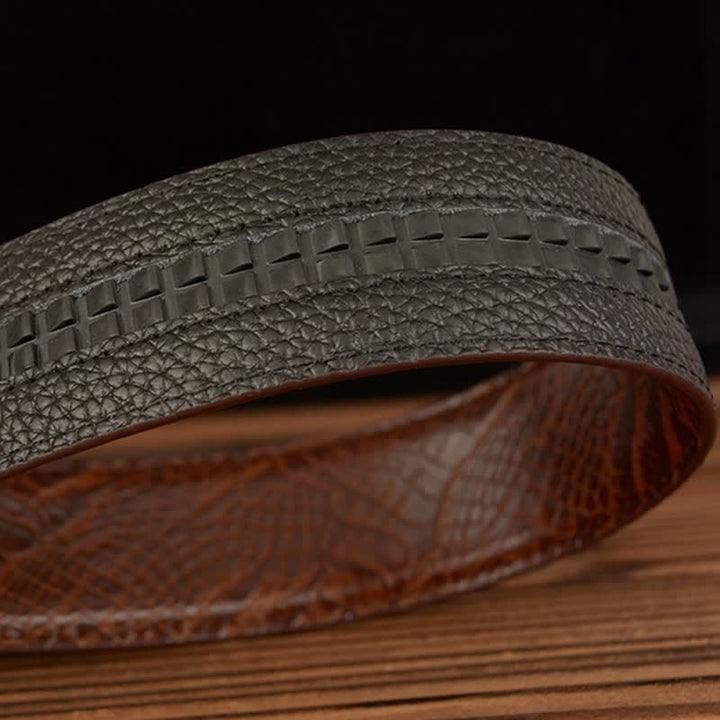 Men's Pack Of Wolves Crocodile Pattern Leather Belt