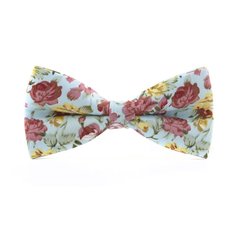 Men's Dyeing Rose Leaves Floral Bow Tie - LightBlue & Pink - image 10
