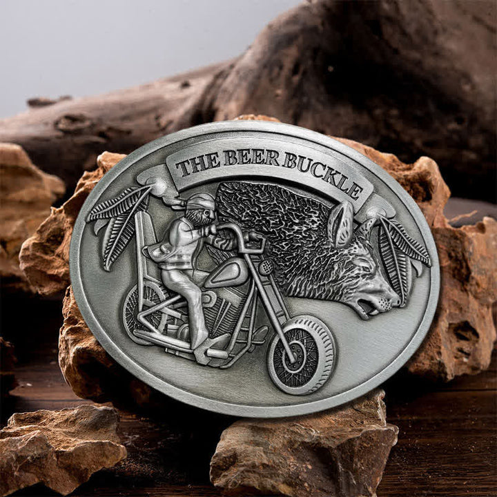 Men's DIY Motorcycle Creative Beer Holder Buckle Leather Belt