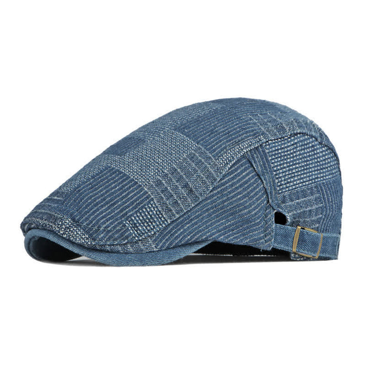 Personality Painter Washed Denim Beret Flat Cap - Medium Blue - Adjustable (about 21 5/8"-23 5/8") - image 10