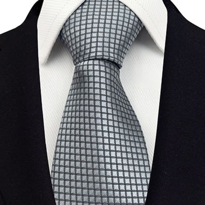 Men's Solid Color Subtle Checked Office Necktie