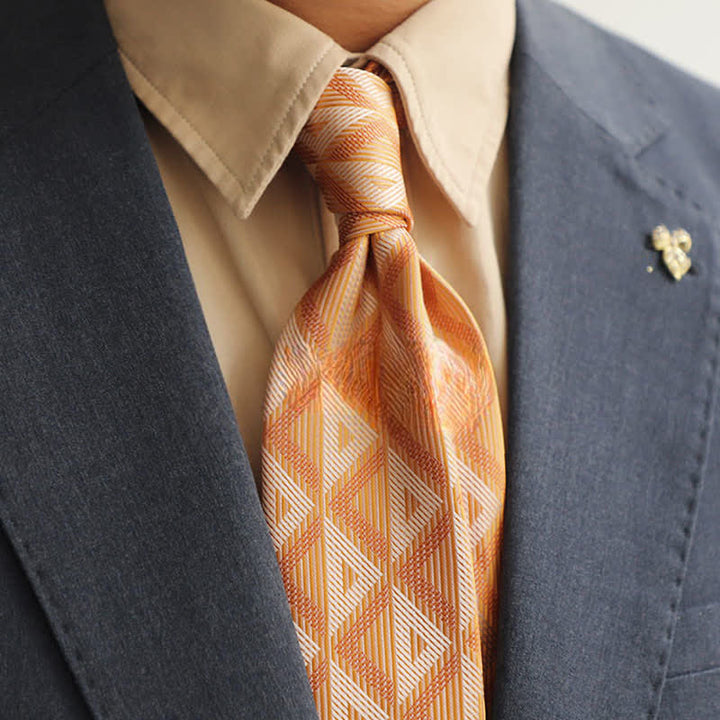 Men's Orange & White Triangle Exotic Mystery Necktie