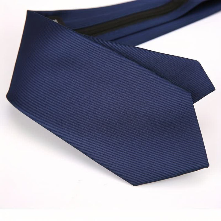 Men's Solid Color Zipper Tie Adjustable Necktie