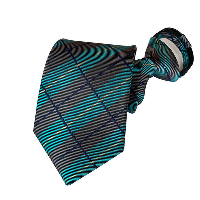 Men's Plaid Zipper Tie Argyle Necktie