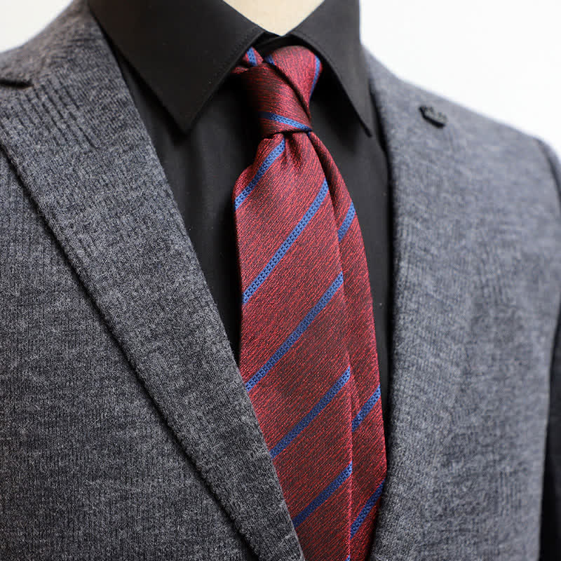 Men's Classic Pin-Striped Formal Necktie - Red - image 13
