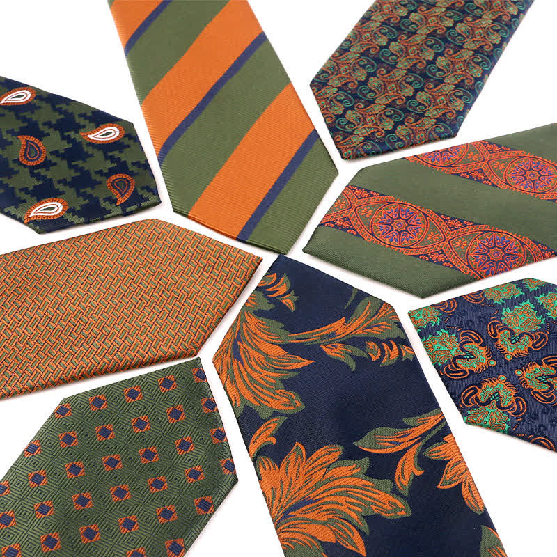 Men's Forest Green Orange Series Necktie - image 1