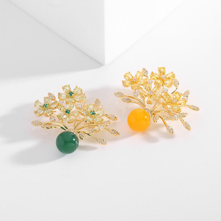 Women's Flower Bouquet Vase Brooch - image 5