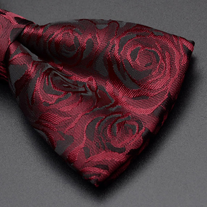 Men's Burgundy Rose Bow Tie Corsage Handkerchief