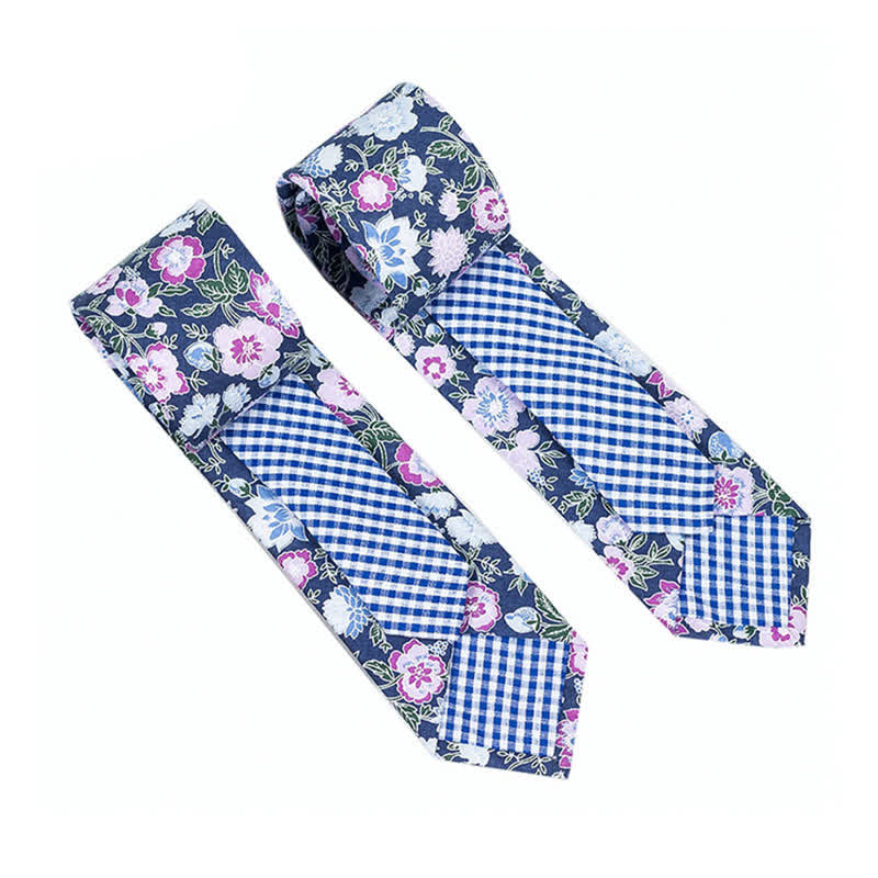 Men's Novel Plaid Floral Patchwork Necktie