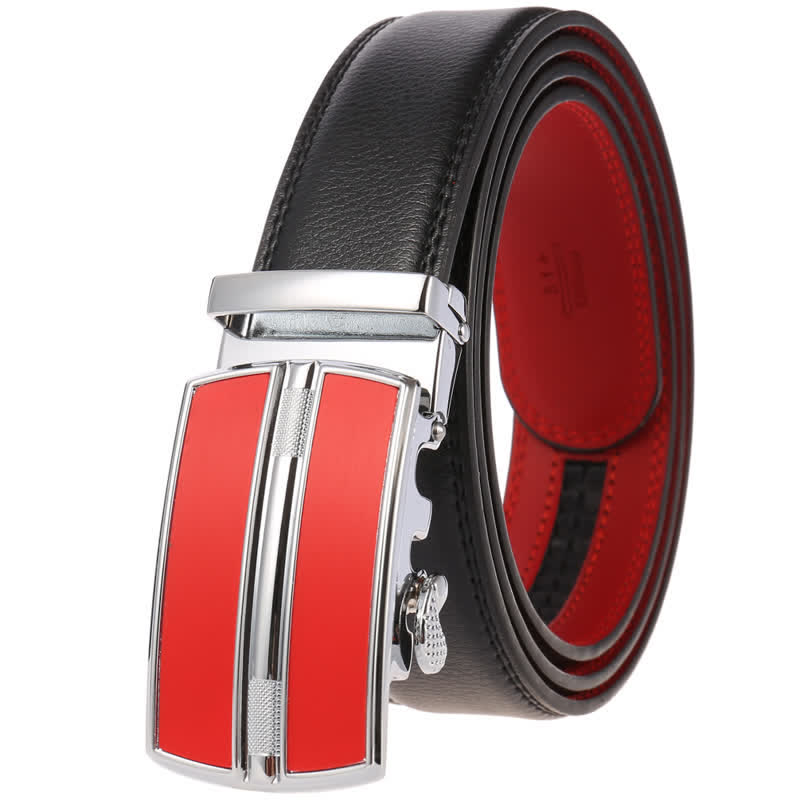 Men's Simple Hollow Automatic Buckle Leather Belt