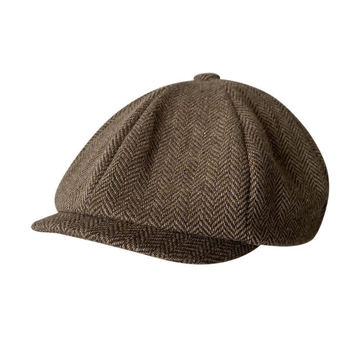 Coffee Fine Herringbone Octagon Beret Cap