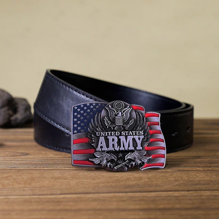 Men's DIY United States Army Buckle Leather Belt