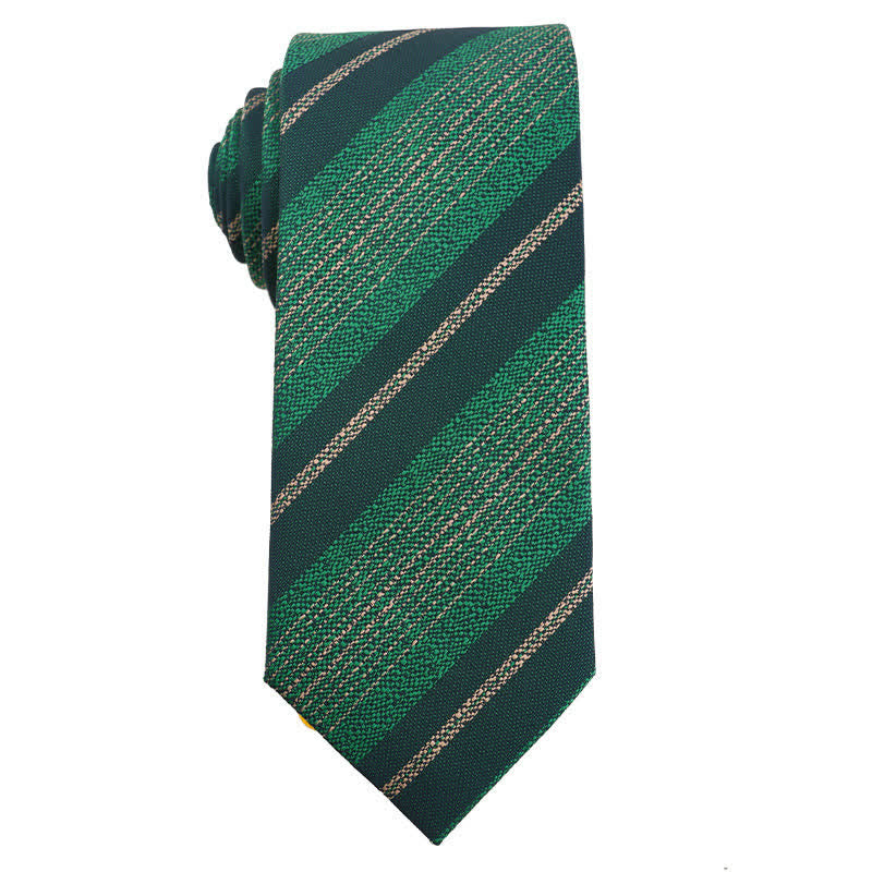 Men's Fresh Green & Yellow Series Necktie - Shade of Green Striped - image 4