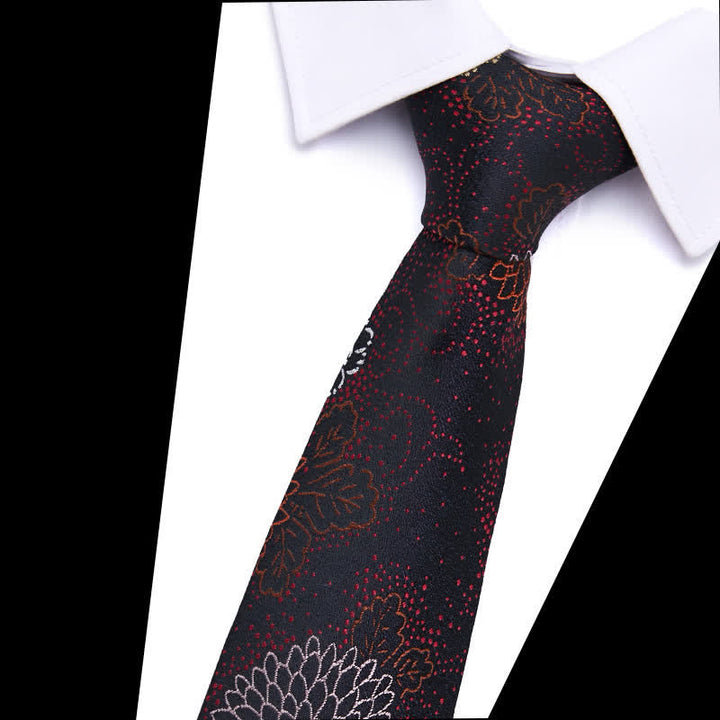 Men's Botanical Leaves Floral Necktie - Chrysanthemum - image 5